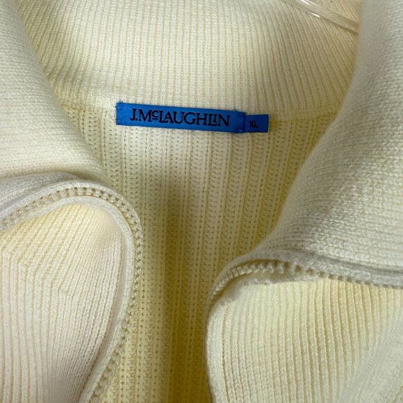 J. McLaughlin Rupert Sweater Chunky Shawl Collar Cream Ivory Size XL EUC - Picture 6 of 11